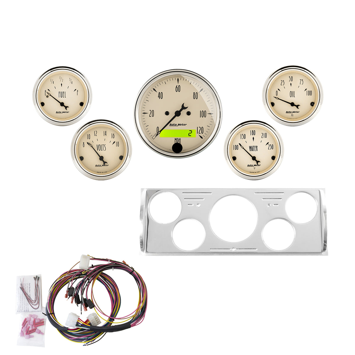 AutoMeter 7057-AB - DIRECT FIT DASH KIT, CHEVY TRUCK 40-46, MPH/FUEL/OILP/WTMP/BAT, AB 3