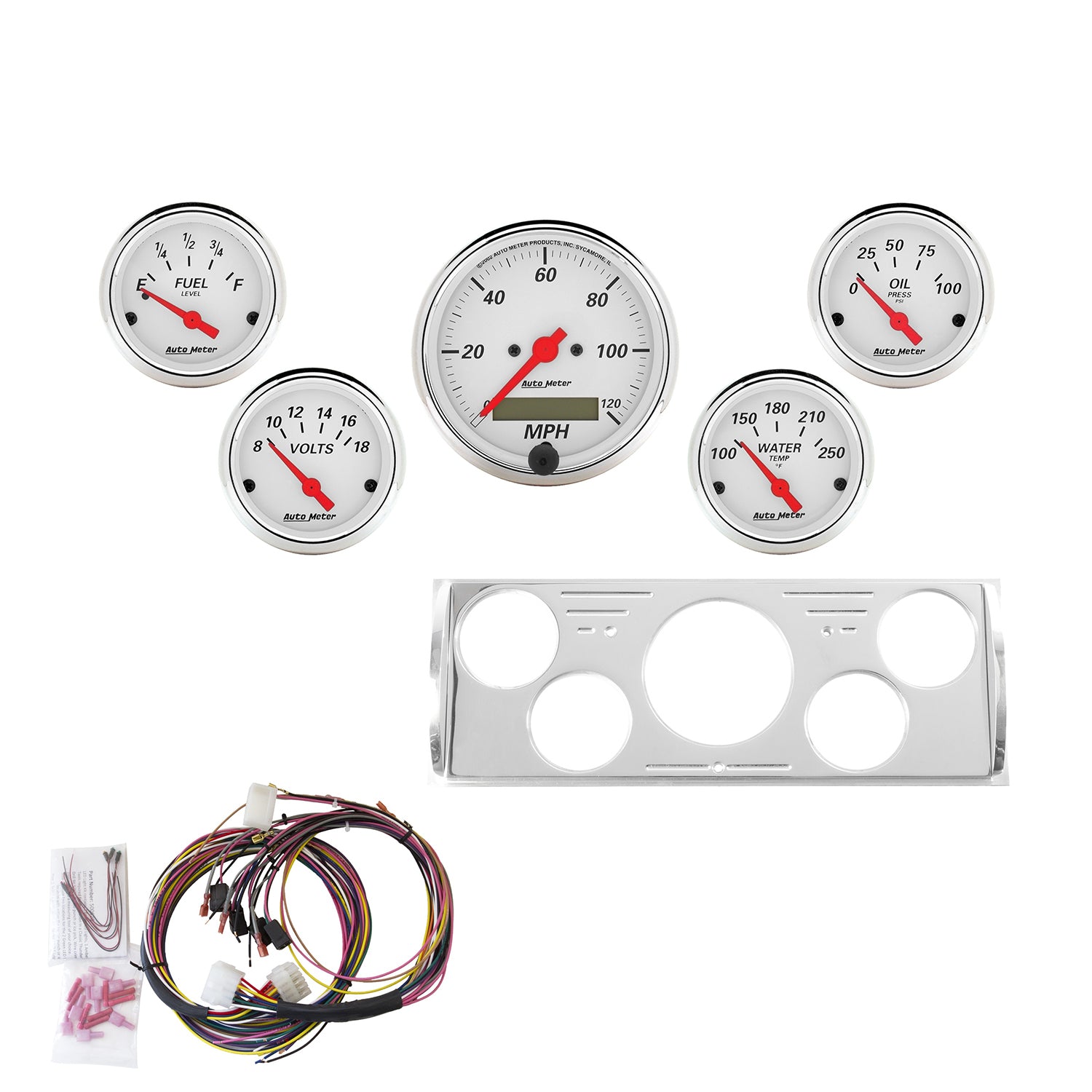 AutoMeter 7057-AW - DIRECT FIT DASH KIT, CHEVY TRUCK 40-46, MPH/FUEL/OILP/WTMP/BAT, AW 3