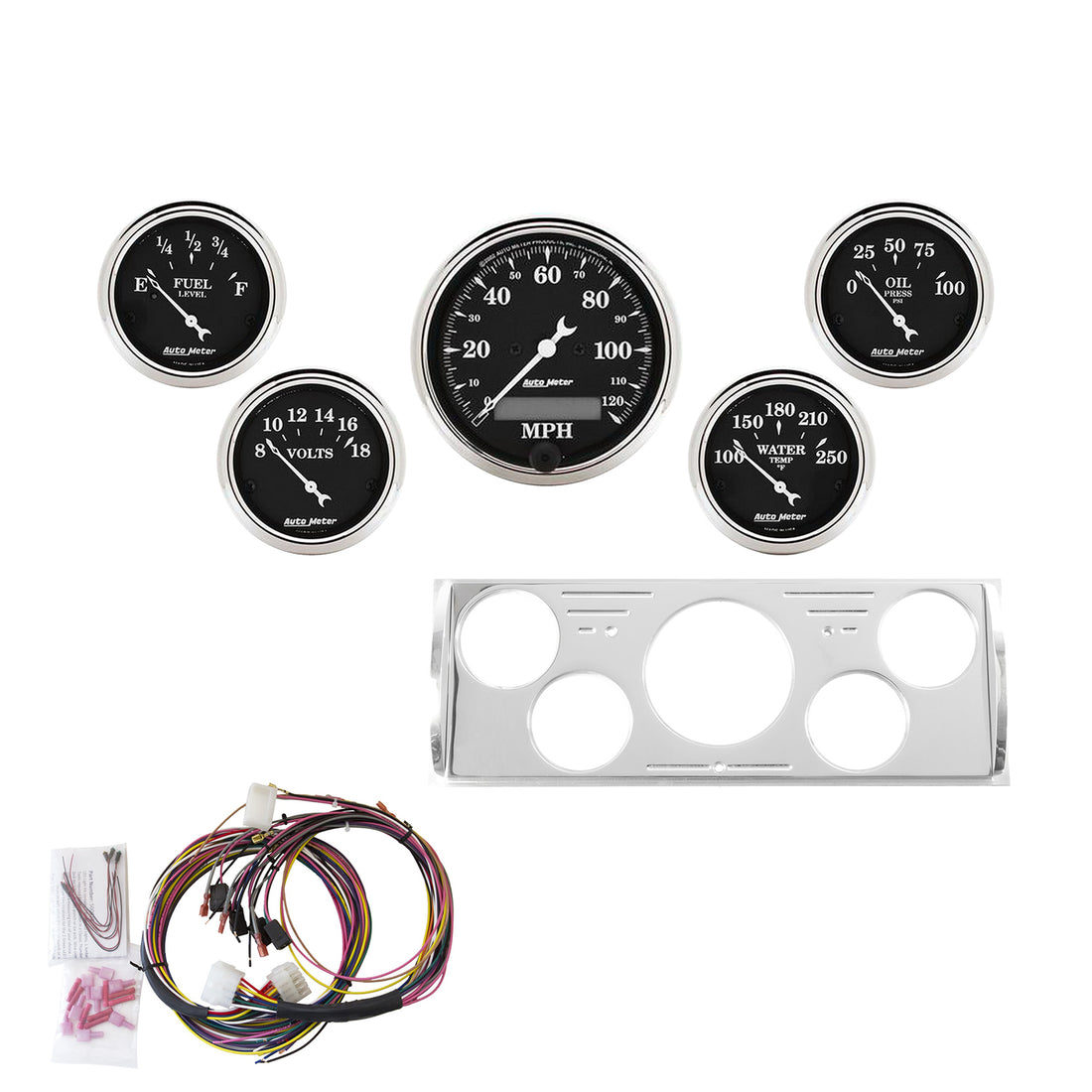 AutoMeter 7057-OTB - DIRECT FIT DASH KIT, CHEVY TRUCK 40-46, MPH/FUEL/OILP/WTMP/BAT, OTB 3