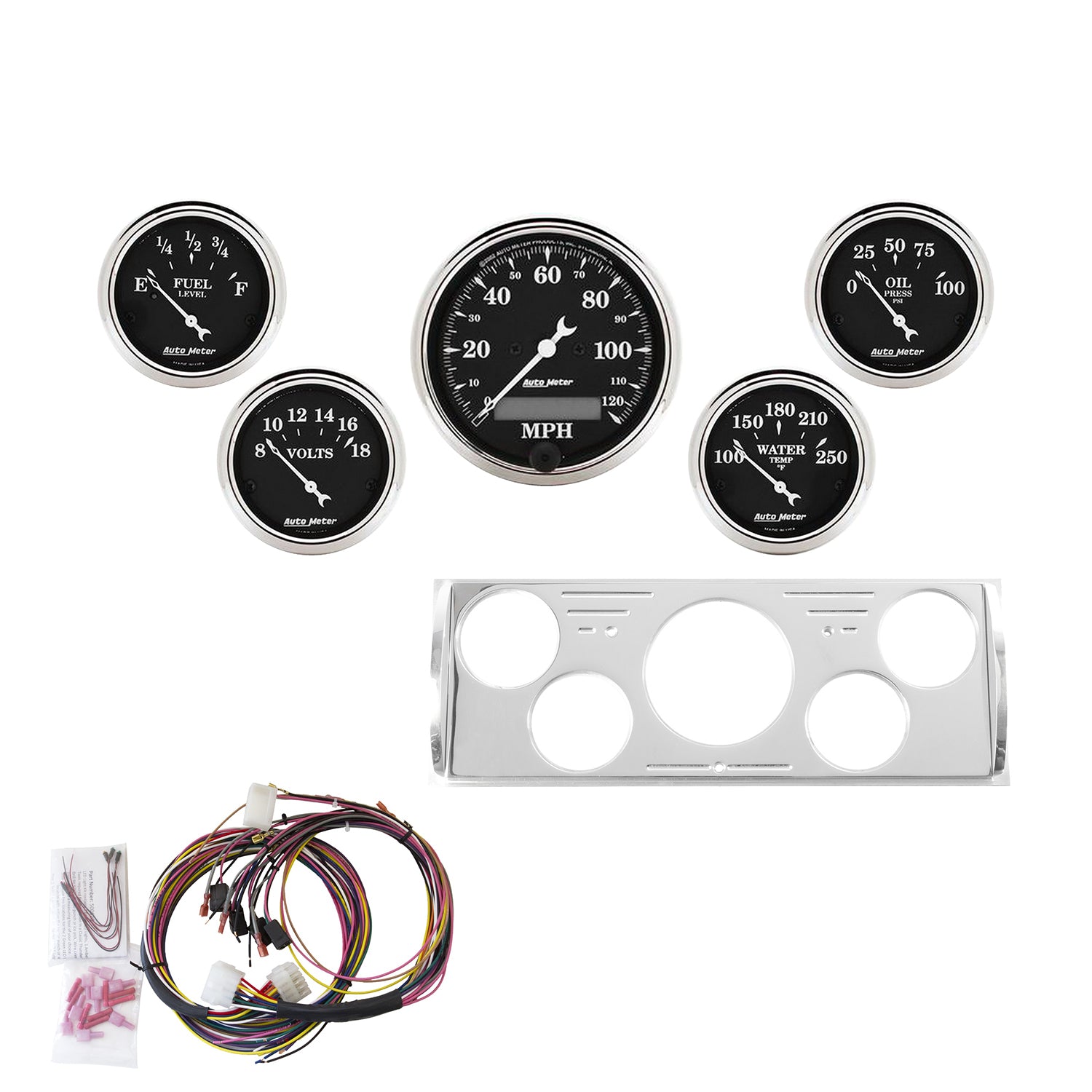AutoMeter 7057-OTB - DIRECT FIT DASH KIT, CHEVY TRUCK 40-46, MPH/FUEL/OILP/WTMP/BAT, OTB 3