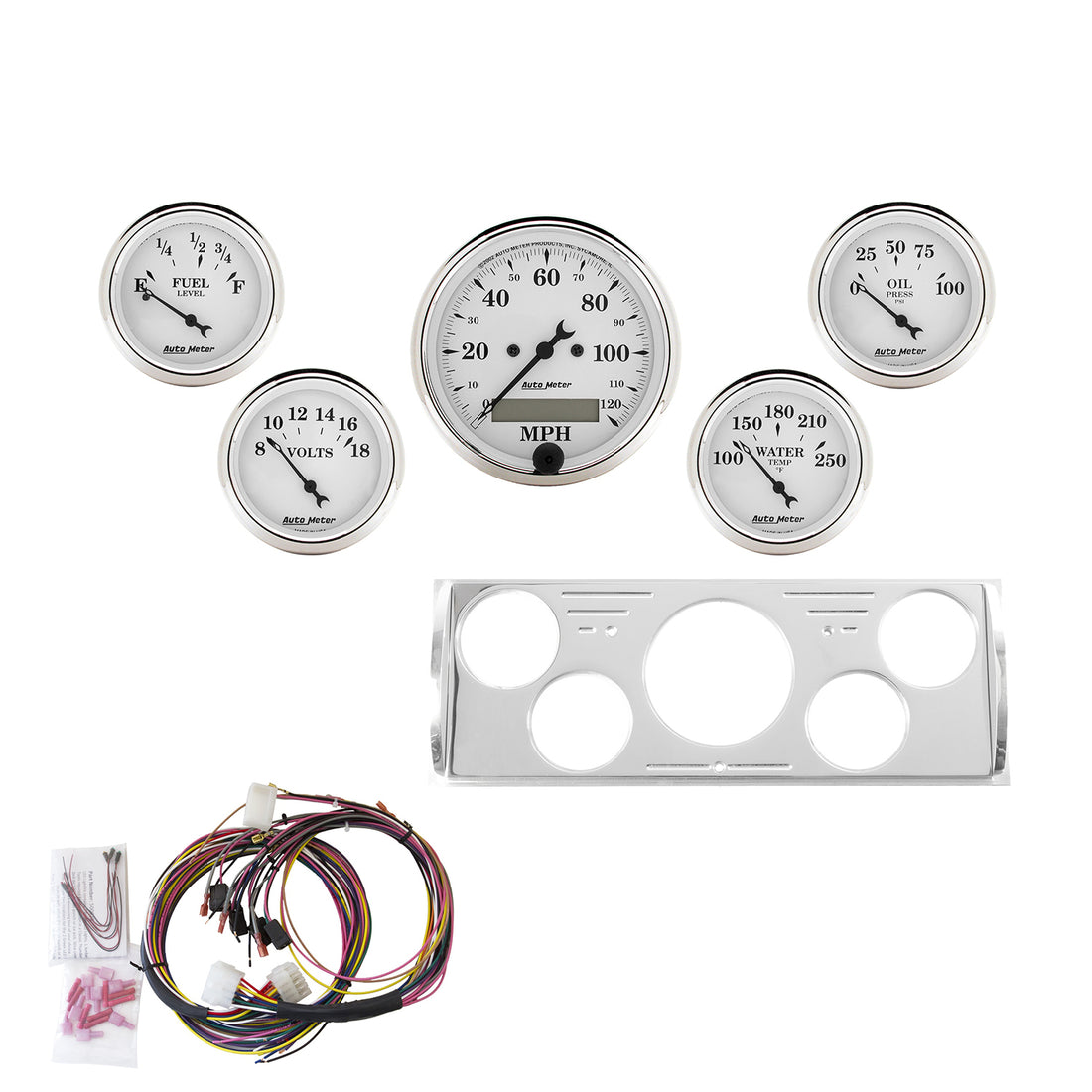 AutoMeter 7057-OTW - DIRECT FIT DASH KIT, CHEVY TRUCK 40-46, MPH/FUEL/OILP/WTMP/BAT, OTW