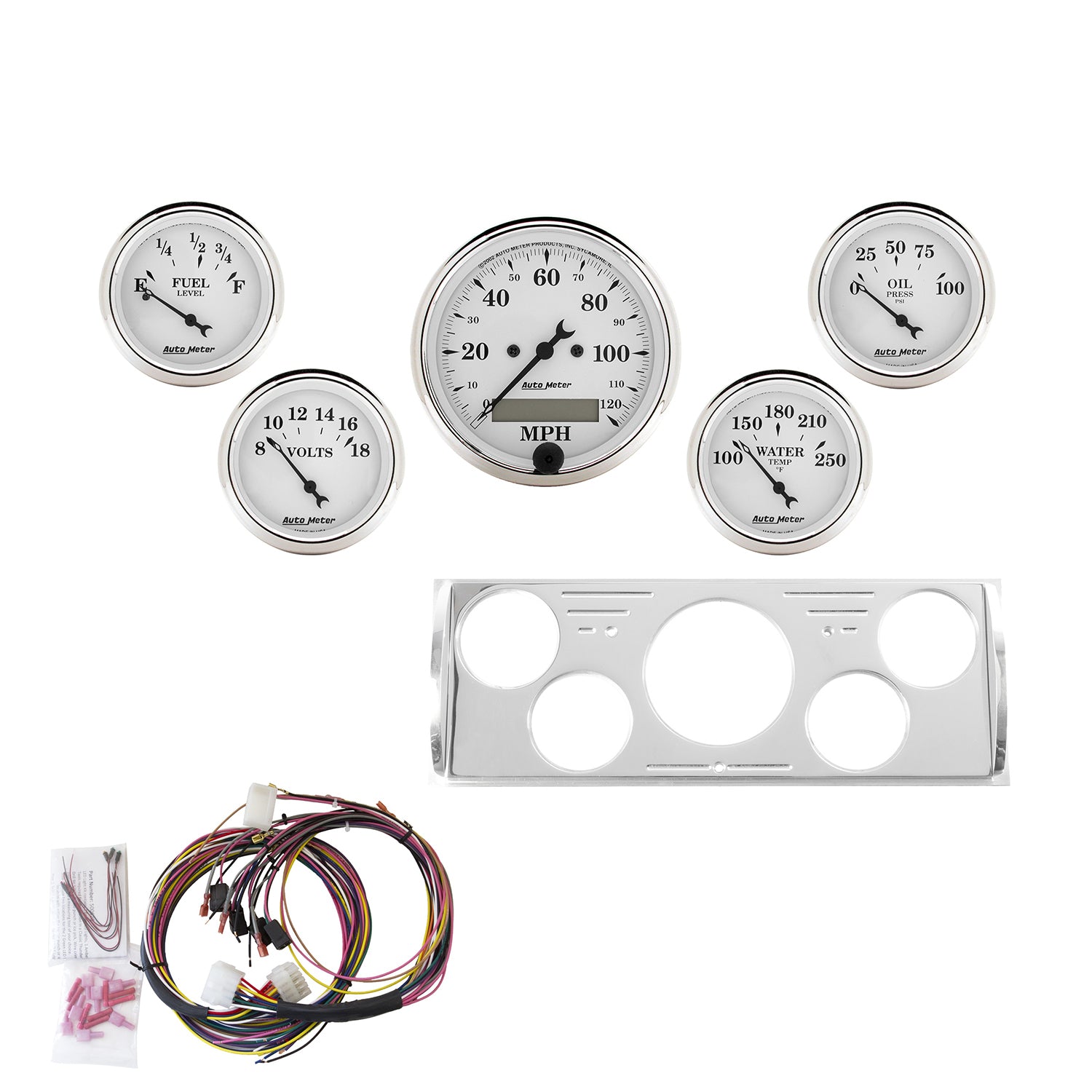 AutoMeter 7057-OTW - DIRECT FIT DASH KIT, CHEVY TRUCK 40-46, MPH/FUEL/OILP/WTMP/BAT, OTW