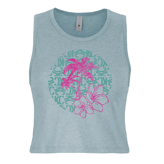 KC Women'S Island Dreams Crop Tank - Stonewash Denim - Medium