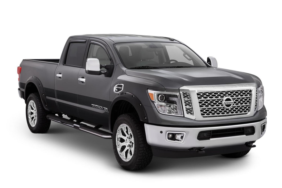 Bushwacker 70908-02 - Black Pocket/Rivet Style Smooth Finish 4-Piece Fender Flare Set For 2004-2015 Nissan Titan W/O Lock Box Bushwacker 5