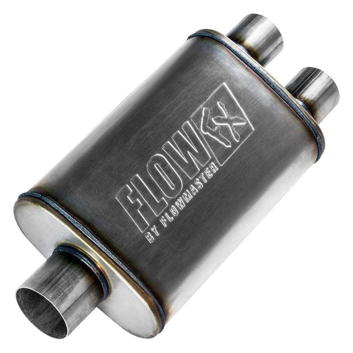 Flowmaster 72198 - Flow Fx Muffler Flow Fx Muffler 3.00 Center In/ 2.50 Dual Out Moderate Sound Stainless Steel Flowmaster 5
