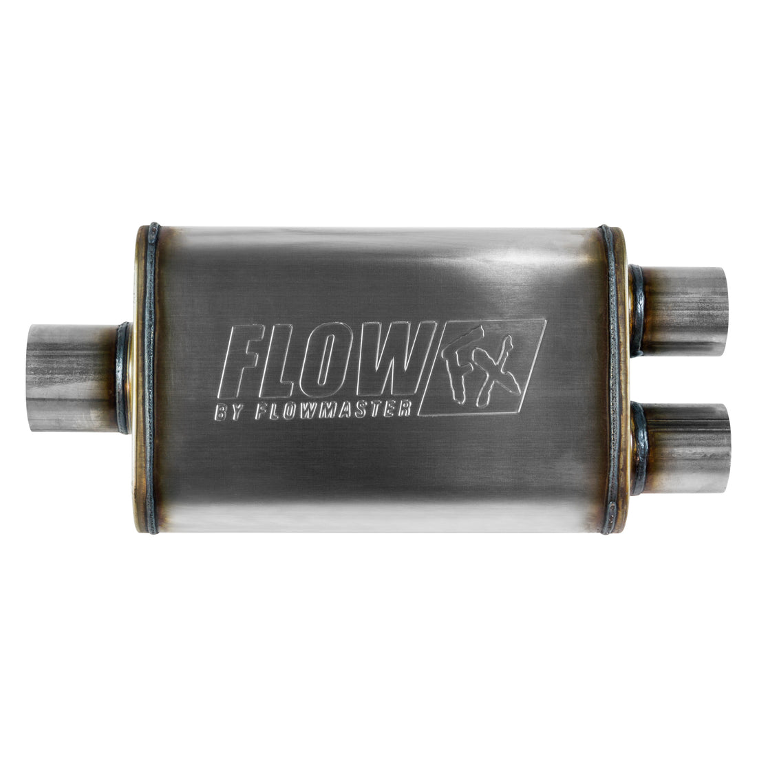 Flowmaster 72198 - Flow Fx Muffler Flow Fx Muffler 3.00 Center In/ 2.50 Dual Out Moderate Sound Stainless Steel Flowmaster 2