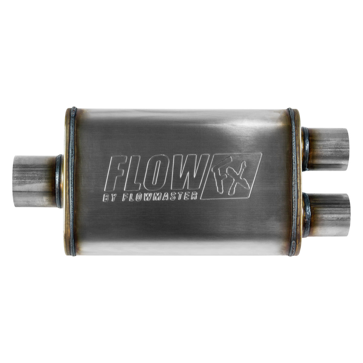 Flowmaster 72198 - Flow Fx Muffler Flow Fx Muffler 3.00 Center In/ 2.50 Dual Out Moderate Sound Stainless Steel Flowmaster 2