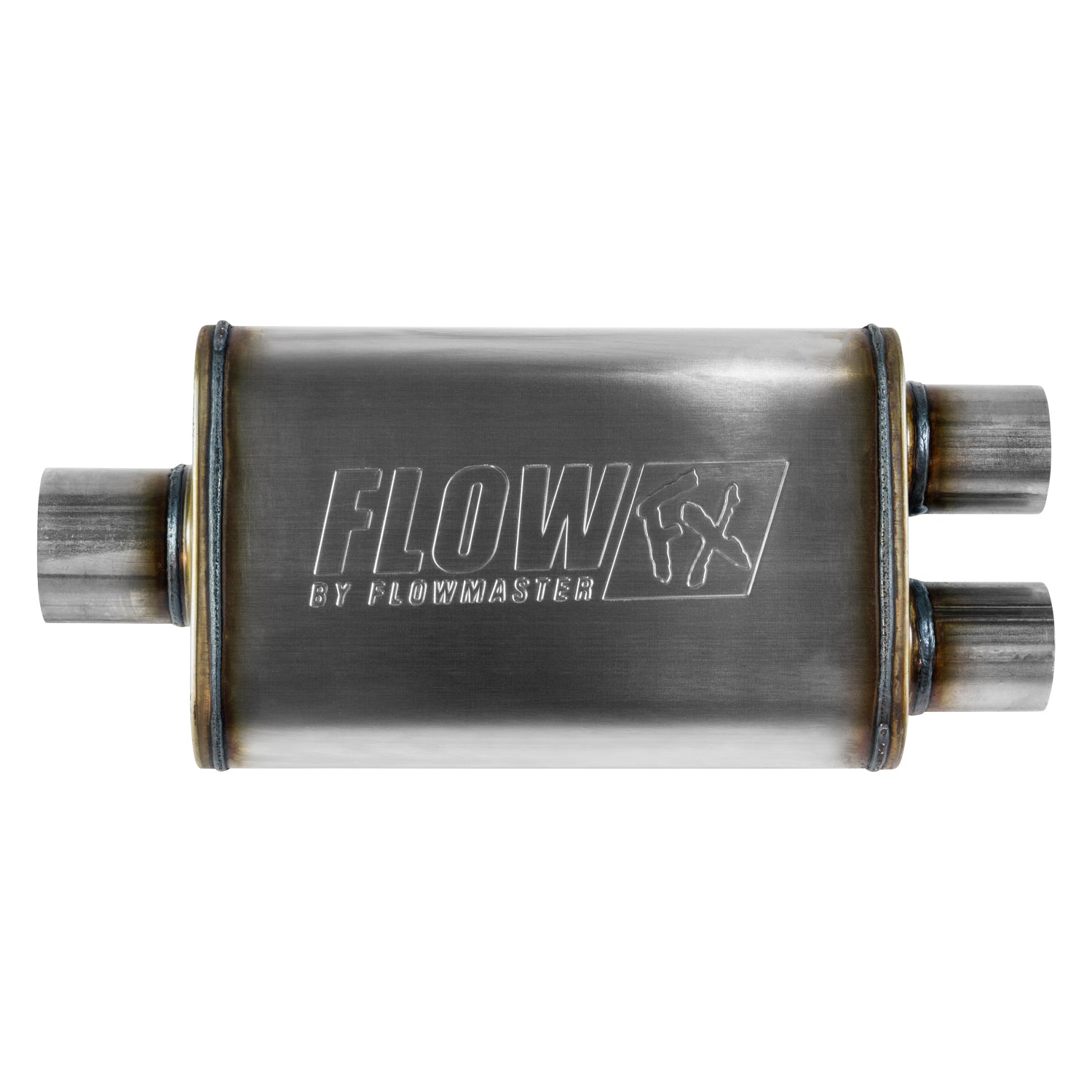 Flowmaster 72198 - Flow Fx Muffler Flow Fx Muffler 3.00 Center In/ 2.50 Dual Out Moderate Sound Stainless Steel Flowmaster 2