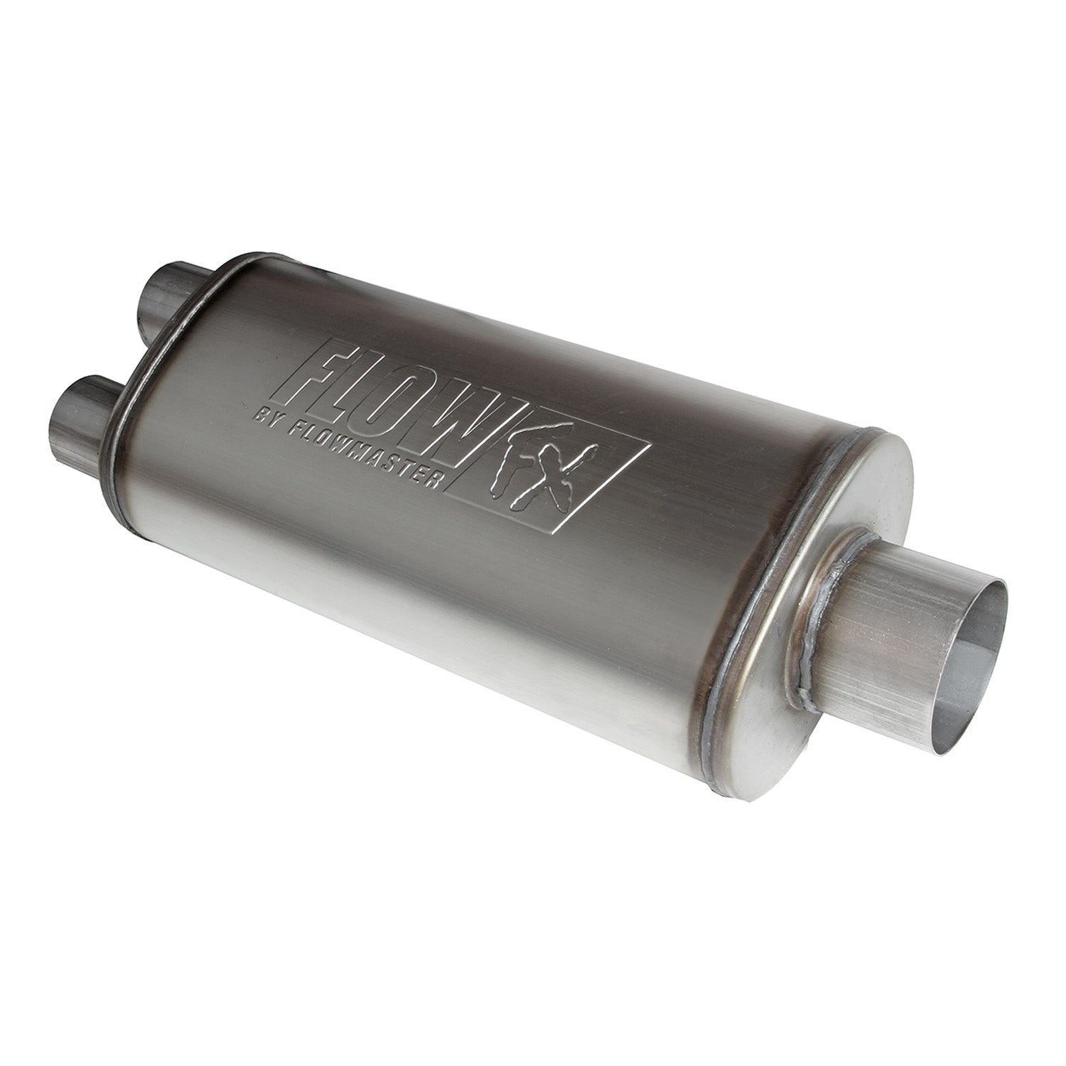 Flowmaster 72587 - Flow Fx Muffler Flow Fx Muffler 3.50 Center In/2.50 Dual Out Straight Through Performance Moderate Sound Stainless Steel Flowmaster 2