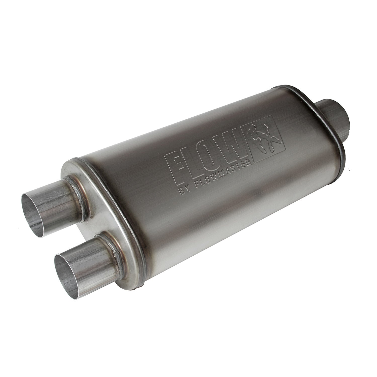 Flowmaster 72587 - Flow Fx Muffler Flow Fx Muffler 3.50 Center In/2.50 Dual Out Straight Through Performance Moderate Sound Stainless Steel Flowmaster 3