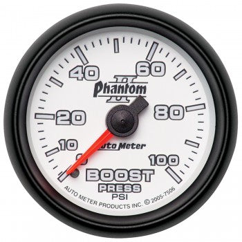 AutoMeter 7506 - GAUGE, BOOST, 2 1/16", 100PSI, MECHANICAL, PHANTOM II 5