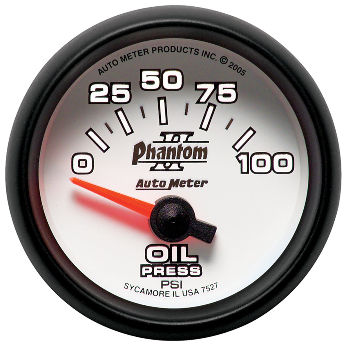 AutoMeter 7527 - GAUGE, OIL PRESSURE, 2 1/16", 100PSI, ELECTRIC, PHANTOM II 4