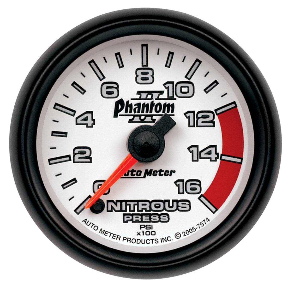 AutoMeter 7574 - GAUGE, NITROUS PRESSURE, 2 1/16", 1600PSI, DIGITAL STEPPER MOTOR, PHANTOM II 3