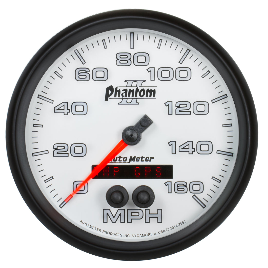 AutoMeter 7581 - GAUGE, SPEEDOMETER, 5", 160MPH, GPS, PHANTOM II 5