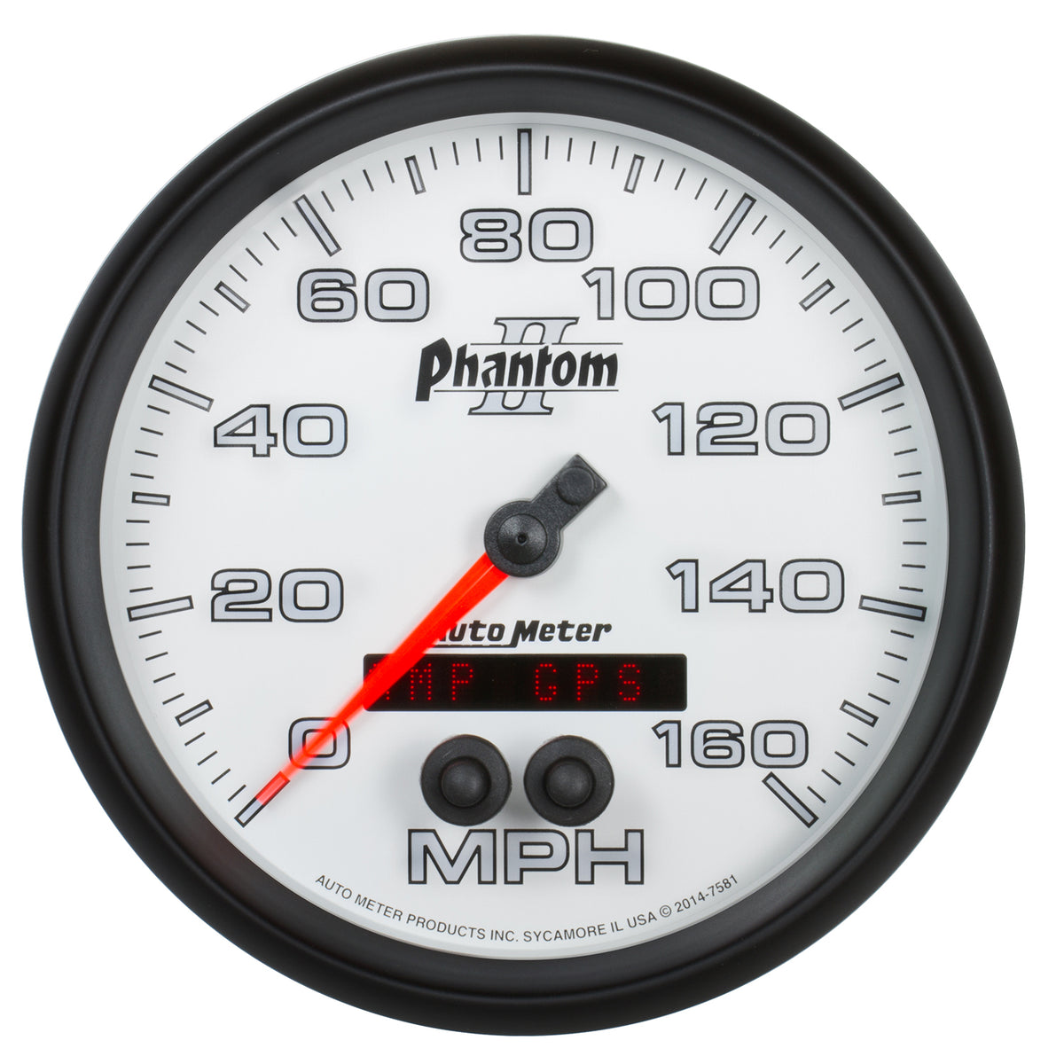 AutoMeter 7581 - GAUGE, SPEEDOMETER, 5", 160MPH, GPS, PHANTOM II 5