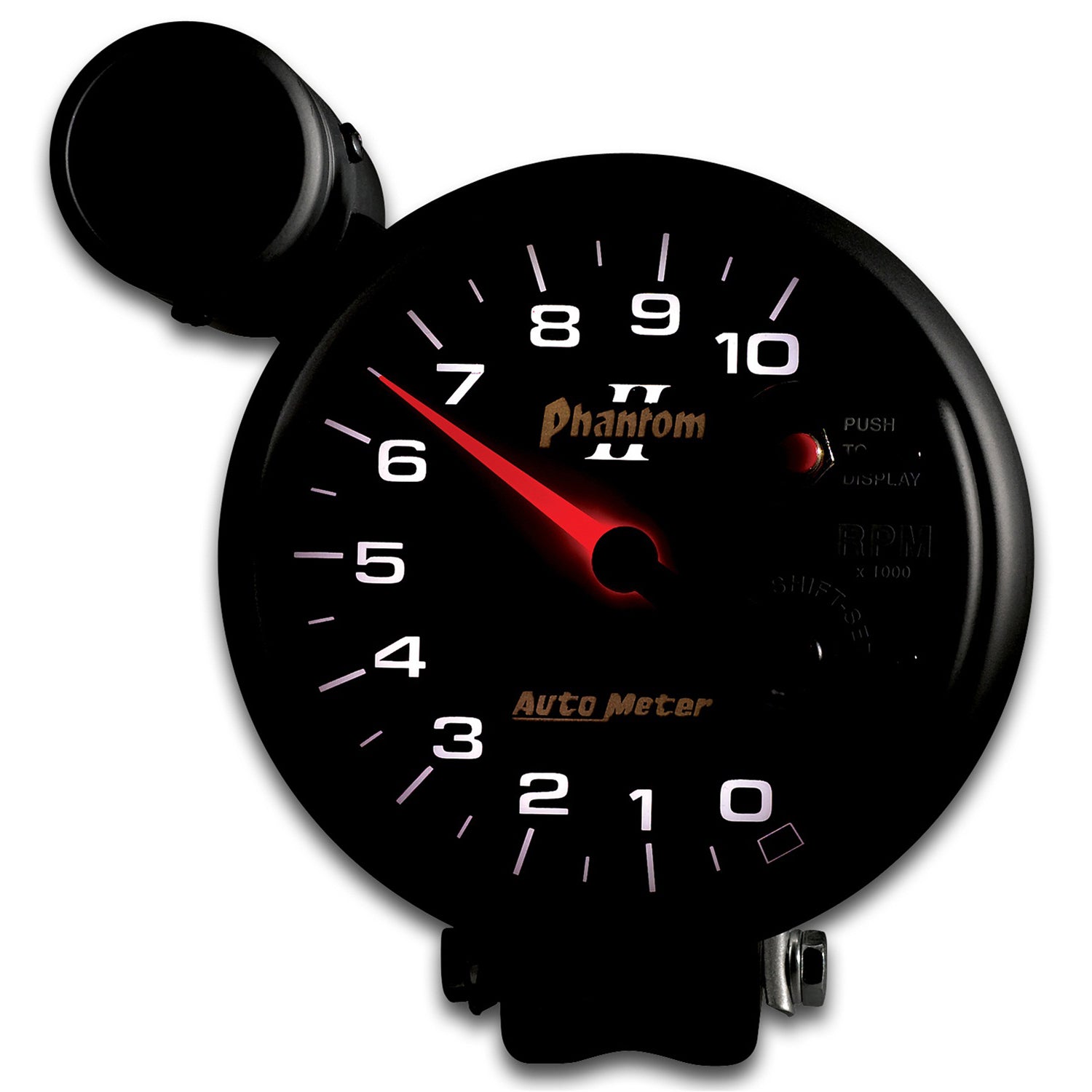 AutoMeter 7599 - GAUGE, TACHOMETER, 5", 10K RPM, PEDESTAL W/ EXT. SHIFT-LITE, PHANTOM II 5