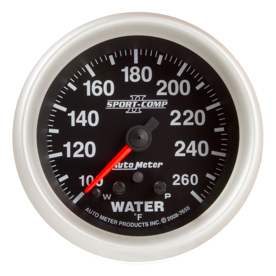 AutoMeter 7655 - GAUGE, WATER TEMP, 2 5/8", 260?F, STEPPER MOTOR W/ PEAK & WARN, SPORT-COMP II 5