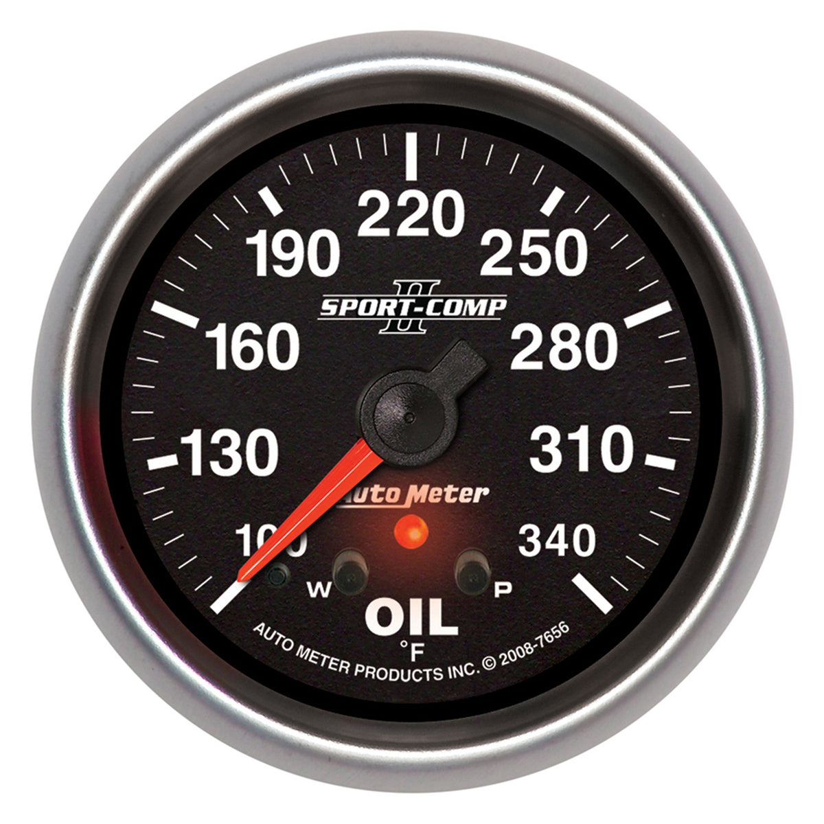 AutoMeter 7656 - GAUGE, OIL TEMP, 2 5/8", 340?F, STEPPER MOTOR W/ PEAK & WARN, SPORT-COMP II 3