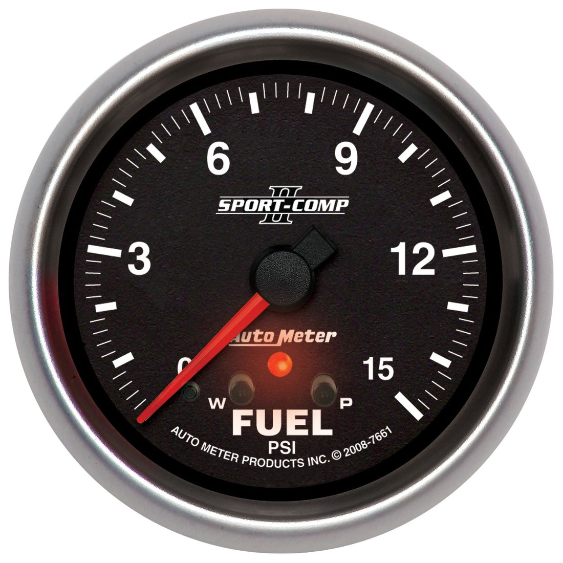 AutoMeter 7661 - GAUGE, FUEL PRESS, 2 5/8", 15PSI, STEPPER MOTOR W/ PEAK & WARN, SPORT-COMP II 3