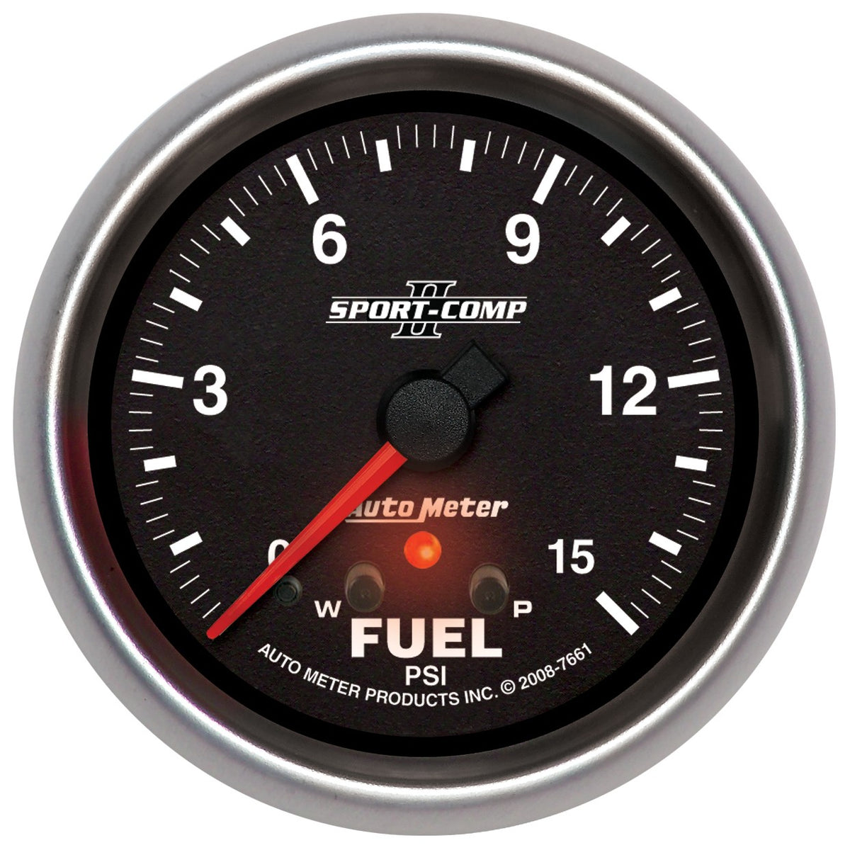 AutoMeter 7661 - GAUGE, FUEL PRESS, 2 5/8", 15PSI, STEPPER MOTOR W/ PEAK & WARN, SPORT-COMP II 3