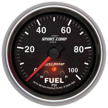 AutoMeter 7663 - GAUGE, FUEL PRESS, 2 5/8", 100PSI, STEPPER MOTOR W/ PEAK & WARN, SPORT-COMP II 4