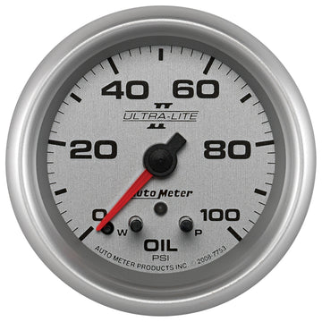 AutoMeter 7753 - GAUGE, OIL PRESS, 2 5/8", 100PSI, STEPPER MOTOR W/ PEAK & WARN, ULTRA-LITE II 3