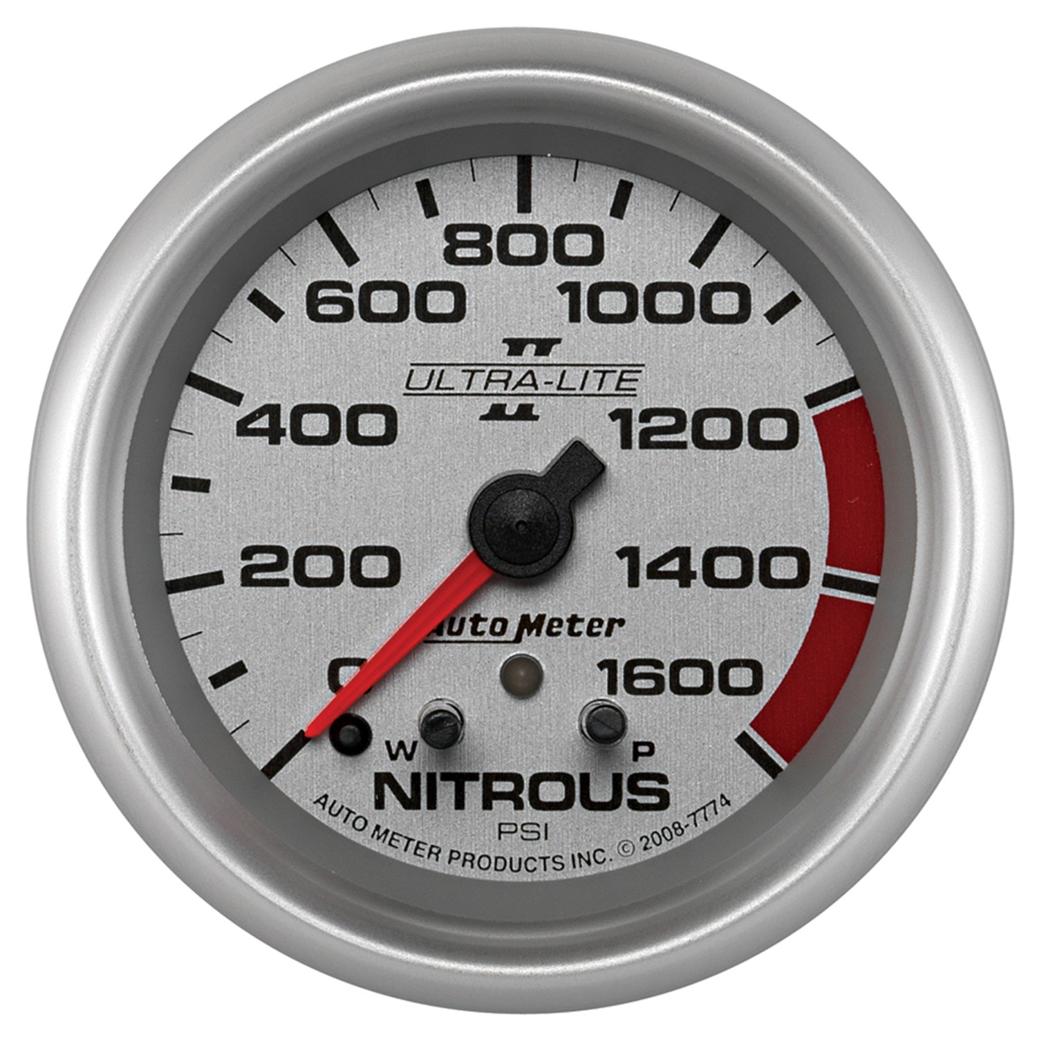 AutoMeter 7774 - GAUGE, NITROUS PRESS, 2 5/8", 1600PSI, STEPPER MOTOR W/ PK & WRN, ULTRA-LITE II 3