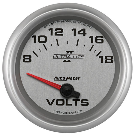 AutoMeter 7791 - GAUGE, VOLTMETER, 2 5/8", 18V, ELECTRIC, ULTRA-LITE II 3