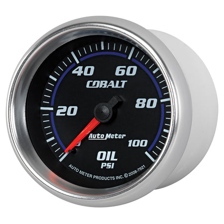 AutoMeter 7921 - GAUGE, OIL PRESSURE, 2 5/8", 100PSI, MECHANICAL, COBALT 4