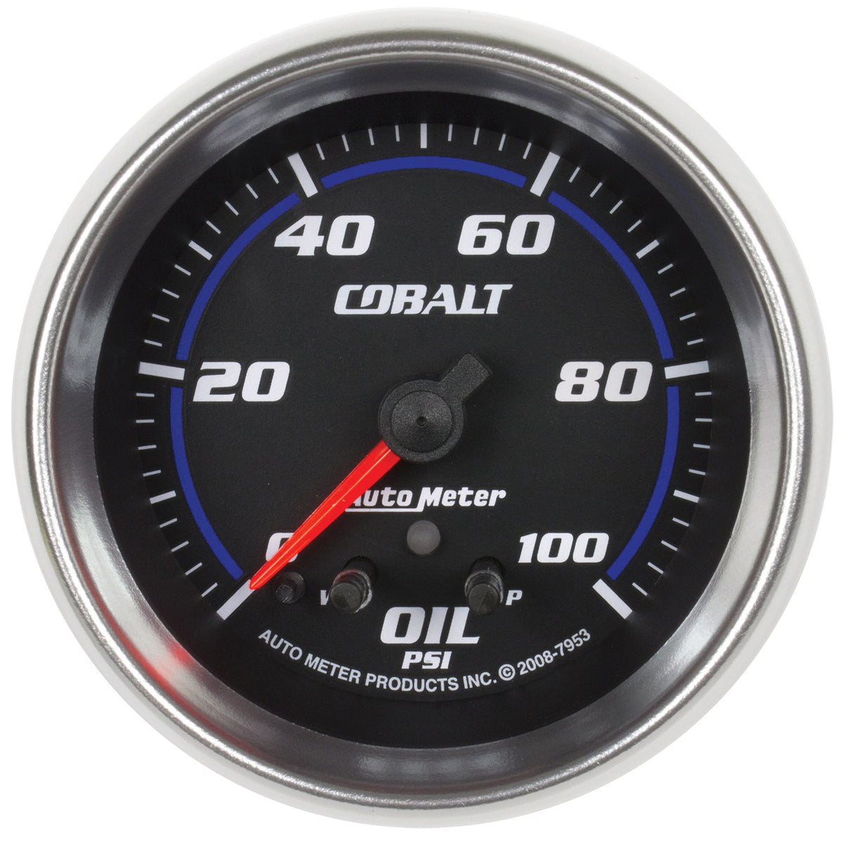 AutoMeter 7953 - GAUGE, OIL PRESS, 2 5/8", 100PSI, STEPPER MOTOR W/ PEAK & WARN, COBALT 3