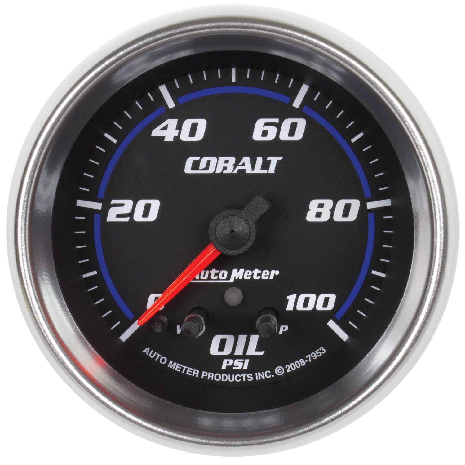AutoMeter 7953 - GAUGE, OIL PRESS, 2 5/8", 100PSI, STEPPER MOTOR W/ PEAK & WARN, COBALT 3