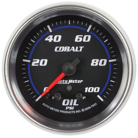 AutoMeter 7953 - GAUGE, OIL PRESS, 2 5/8", 100PSI, STEPPER MOTOR W/ PEAK & WARN, COBALT 3