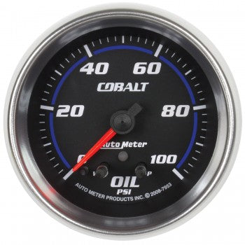 AutoMeter 7953 - GAUGE, OIL PRESS, 2 5/8", 100PSI, STEPPER MOTOR W/ PEAK & WARN, COBALT 4