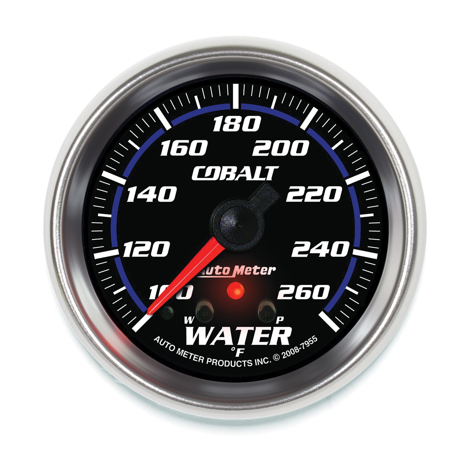 AutoMeter 7955 - GAUGE, WATER TEMP, 2 5/8", 260?F, STEPPER MOTOR W/ PEAK & WARN, COBALT 3
