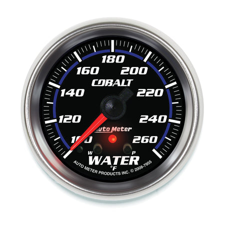 AutoMeter 7955 - GAUGE, WATER TEMP, 2 5/8", 260?F, STEPPER MOTOR W/ PEAK & WARN, COBALT 3
