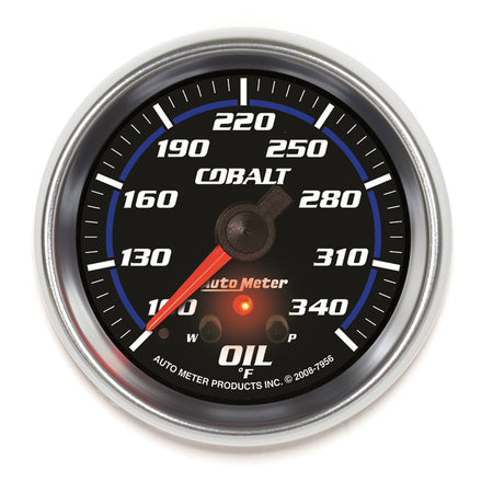 AutoMeter 7956 - GAUGE, OIL TEMP, 2 5/8", 340?F, STEPPER MOTOR W/ PEAK & WARN, COBALT 3