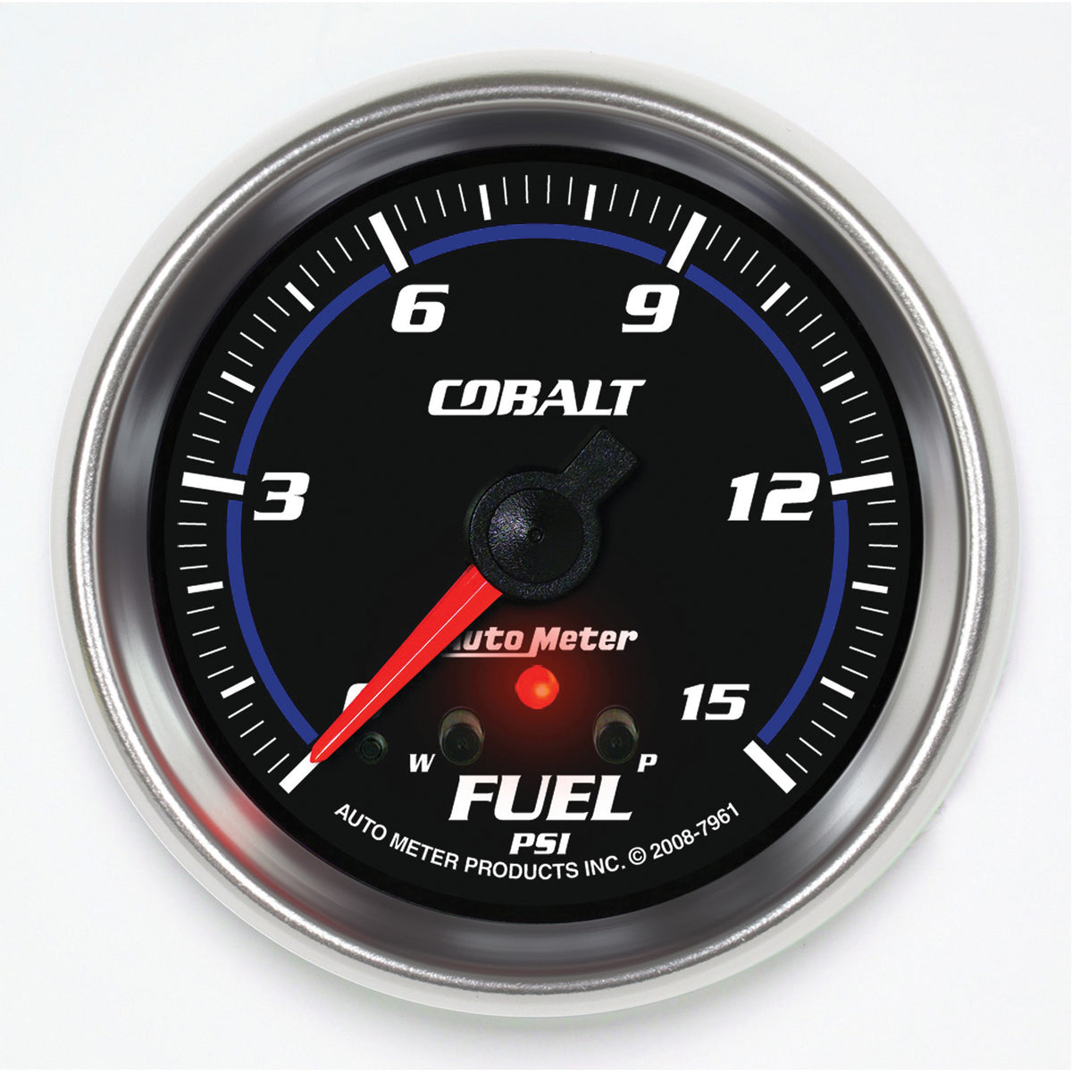 AutoMeter 7961 - GAUGE, FUEL PRESS, 2 5/8", 15PSI, STEPPER MOTOR W/ PEAK & WARN, COBALT 3