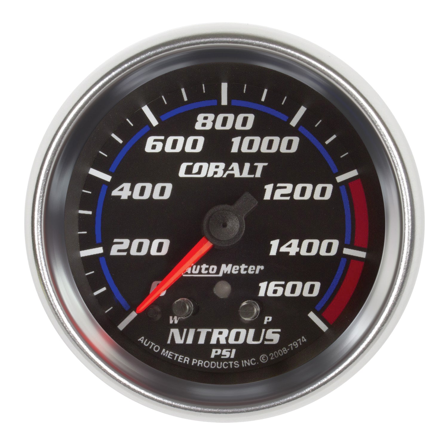 AutoMeter 7974 - GAUGE, NITROUS PRESS, 2 5/8", 1600PSI, STEPPER MOTOR W/ PEAK & WARN, COBALT 3