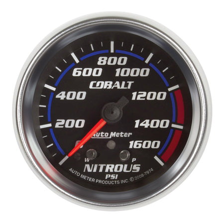AutoMeter 7974 - GAUGE, NITROUS PRESS, 2 5/8", 1600PSI, STEPPER MOTOR W/ PEAK & WARN, COBALT 3