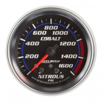 AutoMeter 7974 - GAUGE, NITROUS PRESS, 2 5/8", 1600PSI, STEPPER MOTOR W/ PEAK & WARN, COBALT 4