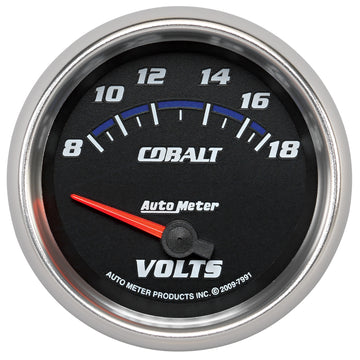 AutoMeter 7991 - GAUGE, VOLTMETER, 2 5/8", 18V, ELECTRIC, COBALT 3