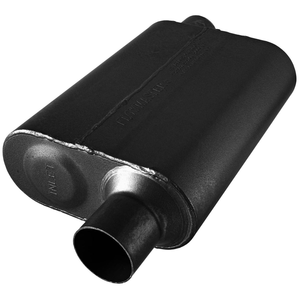 Flowmaster Exhaust Flowmaster 8042543 - 40 Series Chambered Muffler 40 Series Stainless Steel 2.50 Offset In 2.50 Offset Out Aggressive Sound Flowmaster