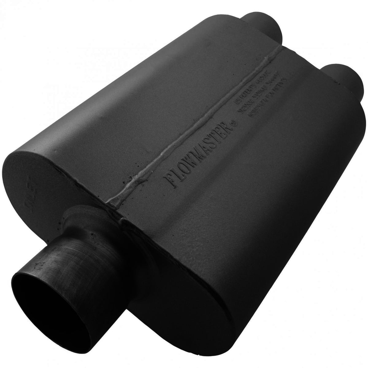 Flowmaster 80430402 - 40 Series Chambered Muffler 40 Series Stainless Steel 3.00 Center In 2.50 Dual Out Aggressive Sound Flowmaster 4