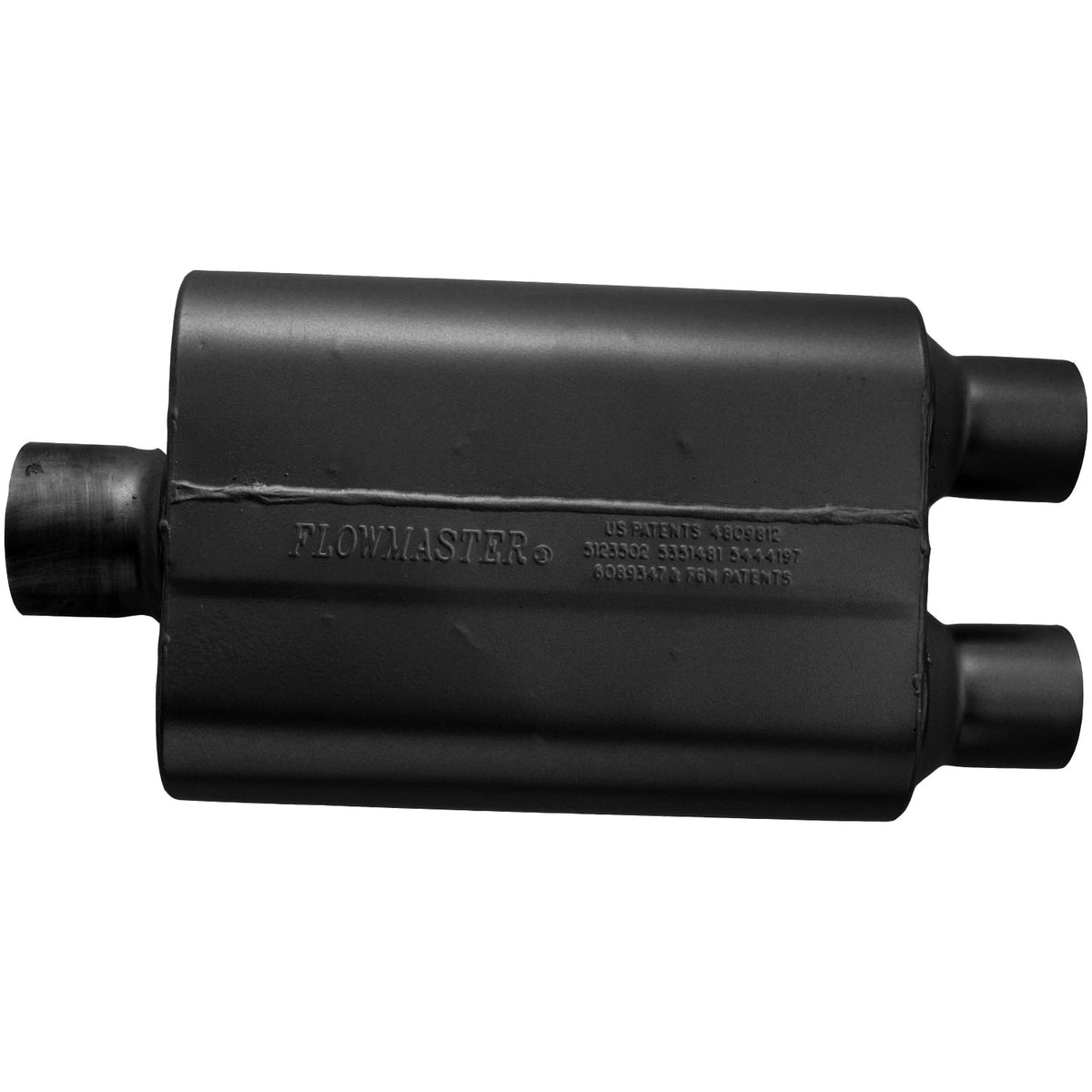 Flowmaster 80430402 - 40 Series Chambered Muffler 40 Series Stainless Steel 3.00 Center In 2.50 Dual Out Aggressive Sound Flowmaster 2