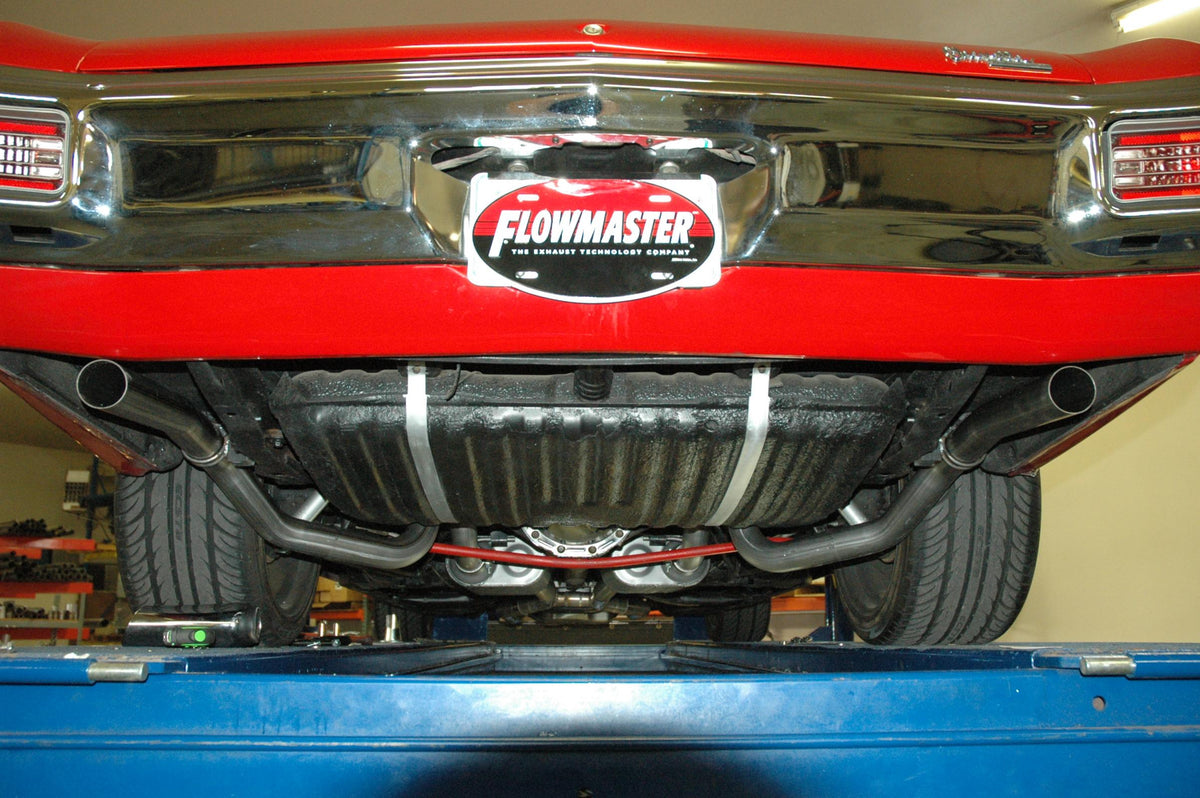 Flowmaster 817409 - American Thunder Crossmember-Back Exhaust System Fits 1968-1972 GM A-Bodies With V8 Engine 2.50-Inch Stainless Steel Pipes Aggressive Sound Flowmaster 5