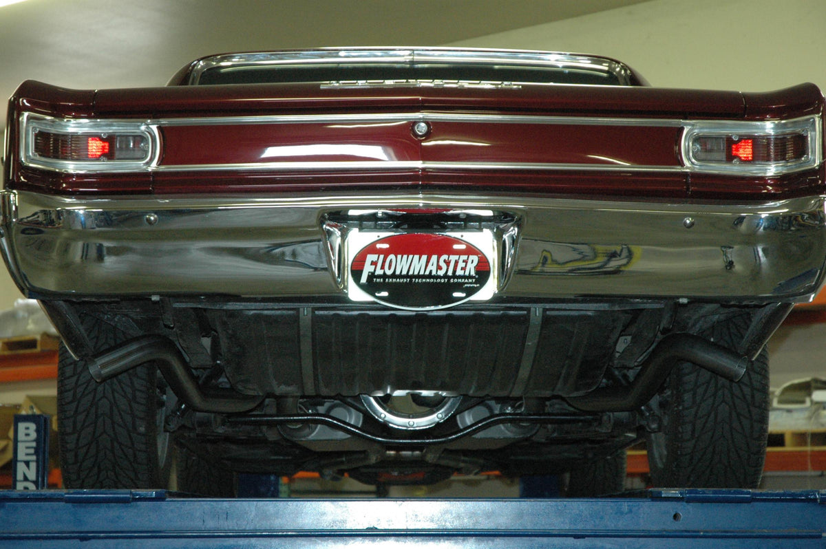 Flowmaster 817412 - American Thunder Crossmember-Back Exhaust System Fits 1964-1967 GM A-Body With V8 Engine, 2.5 Inch Stainless Steel Pipes Aggressive To Moderate Sound Flowmaster 5