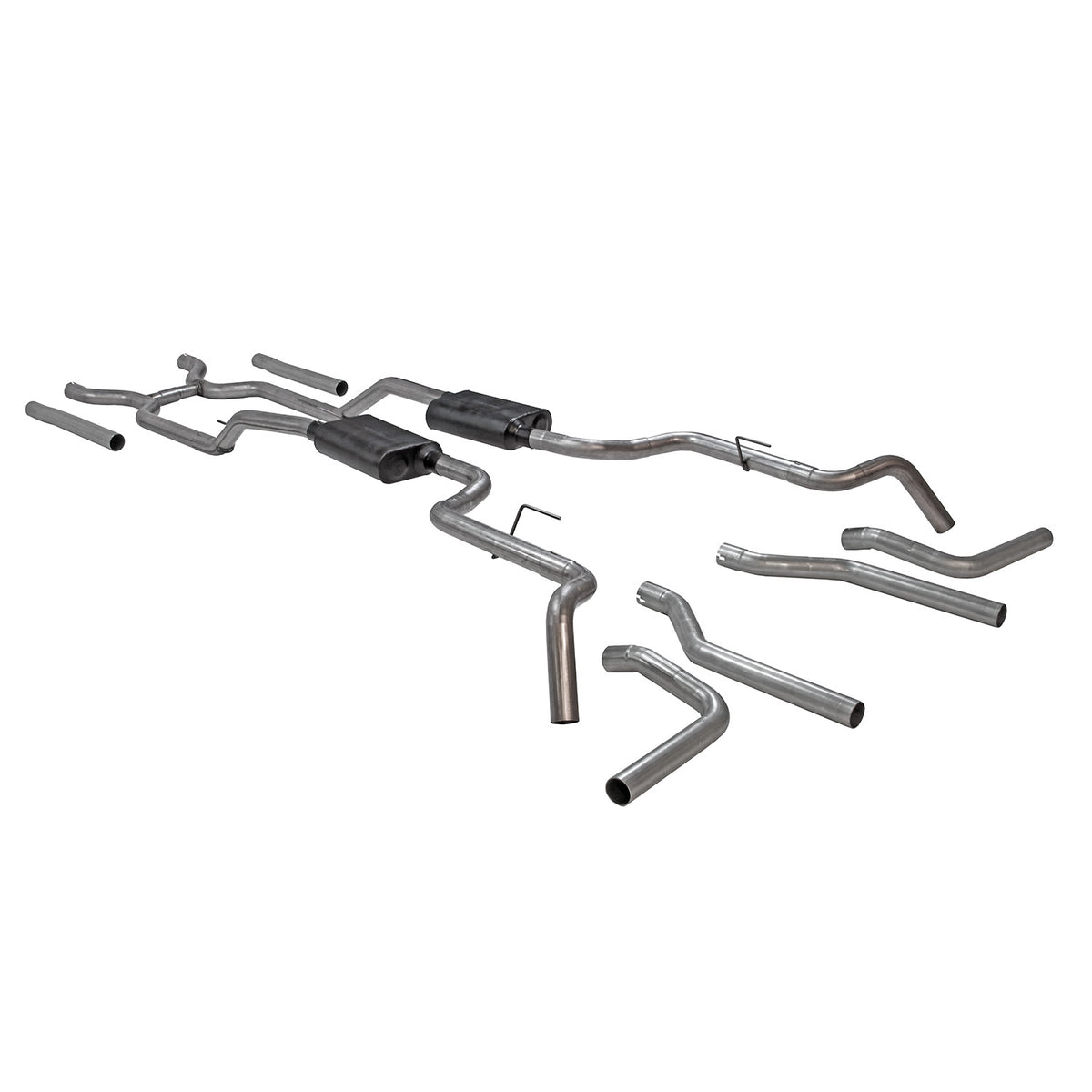 Flowmaster 817937 - American Thunder Crossmember-Back Exhaust System Fits 1963-1966 GM C10/1000 Series V8 Truck, 2Wd Short And Long Bed, 2.5 Inch 409 Stainless Steel, Dual Exit Flowmaster 3
