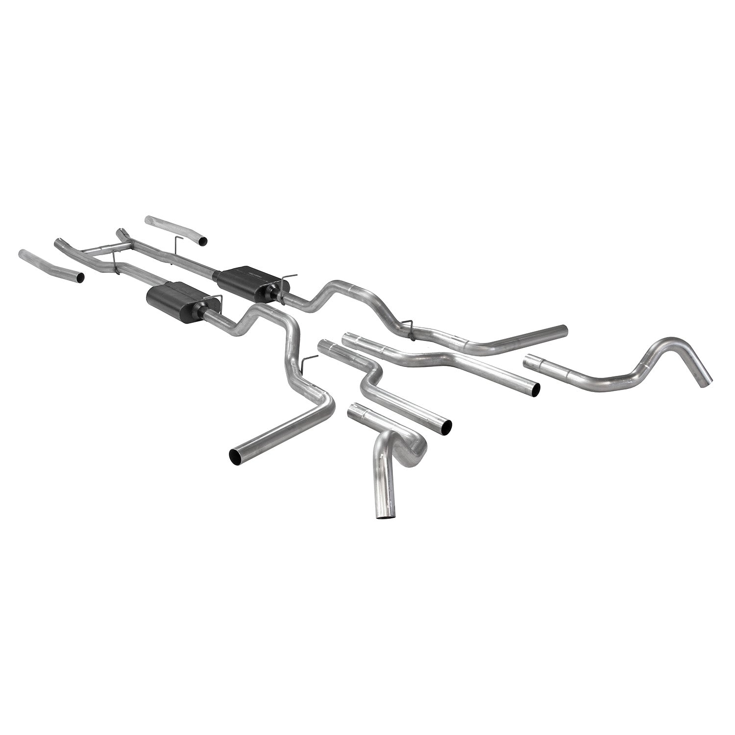 Flowmaster 817938 - American Thunder Crossmember-Back Exhaust System Fits 1967-1972 Ford F-100/250/350 V8 Without Side Tank, 2Wd Short And Long Bed, 2.5 Inch 409 Stainless Steel, Dual Exit Flowmaster 2