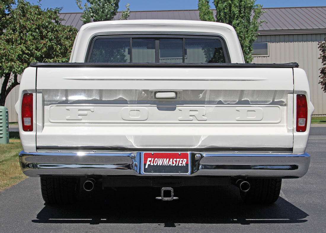Flowmaster 817938 - American Thunder Crossmember-Back Exhaust System Fits 1967-1972 Ford F-100/250/350 V8 Without Side Tank, 2Wd Short And Long Bed, 2.5 Inch 409 Stainless Steel, Dual Exit Flowmaster 5