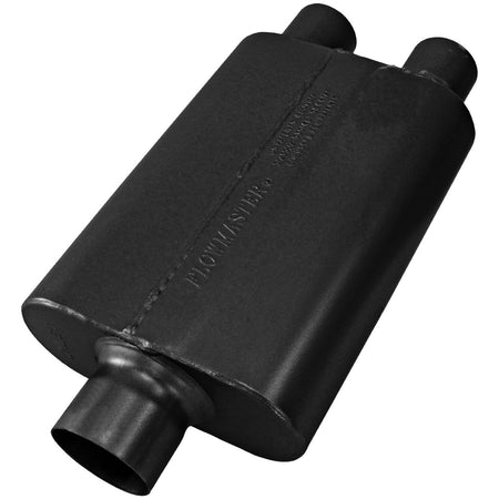 Flowmaster 8430402 - 40 Series Delta Flow Chambered Muffler 40 Delta Flow Stainless Steel 3.00 Center In 2.50 Dual Out Aggressive Sound Flowmaster 1